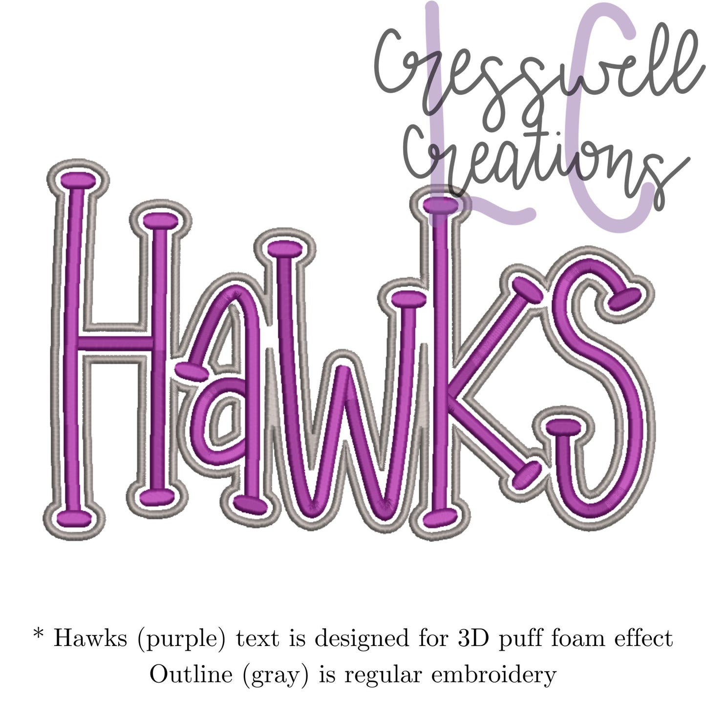 Hawks 3D Puff  Machine Embroidery Design