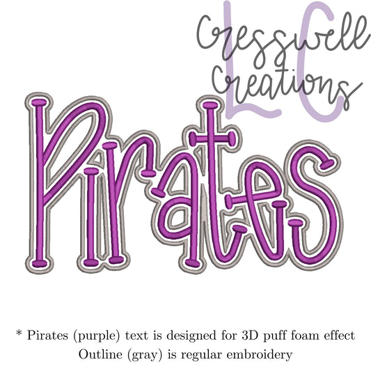 Pirates 3D Puff  Machine Embroidery Design