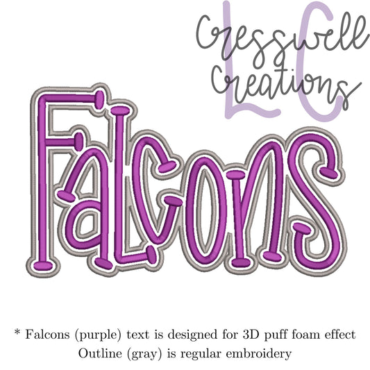 Falcons 3D Puff  Machine Embroidery Design