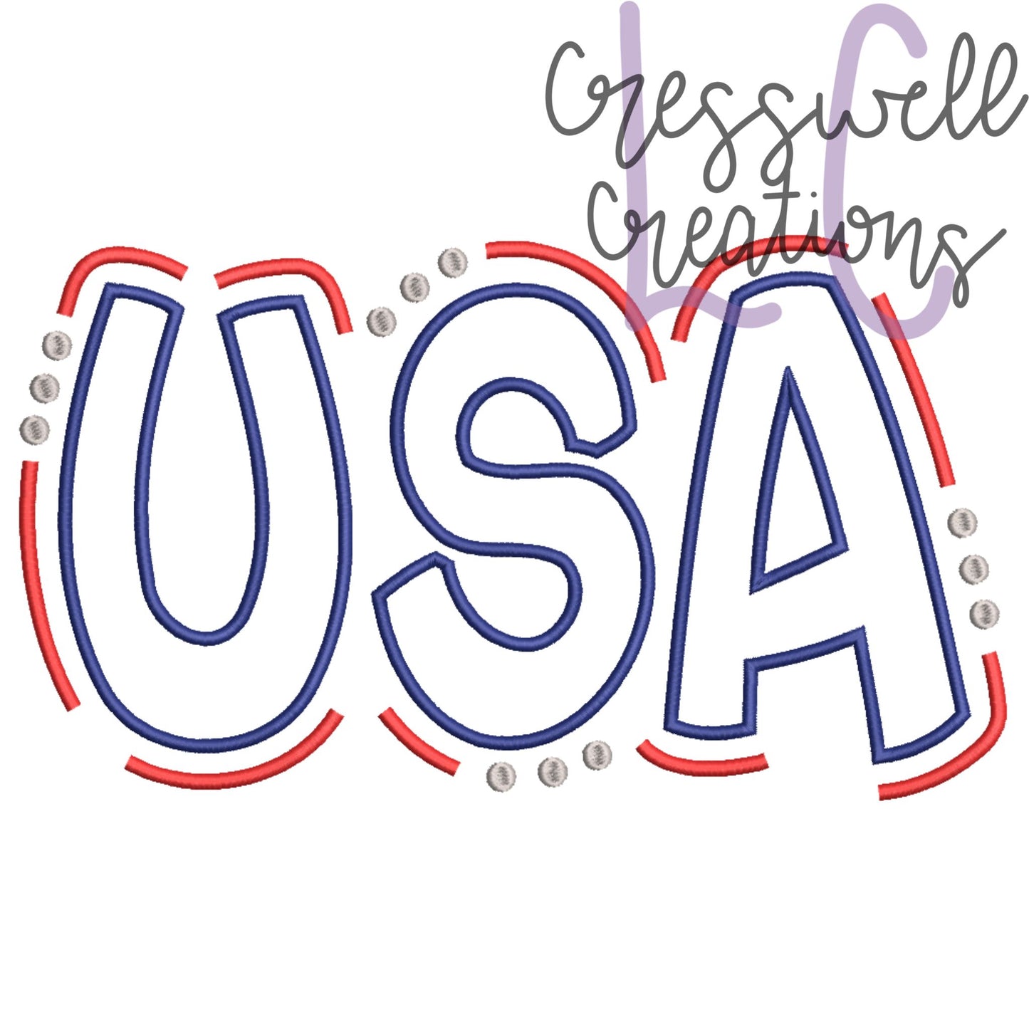 USA Doodle Outline Machine Embroidery Design