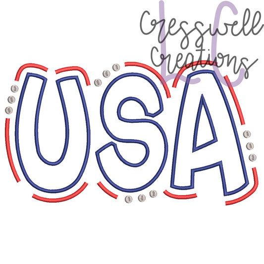 USA Doodle Outline Machine Embroidery Design