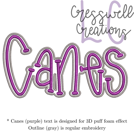 Canes 3D Puff  Machine Embroidery Design