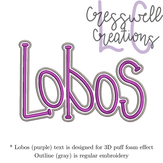 Lobos 3D Puff  Machine Embroidery Design