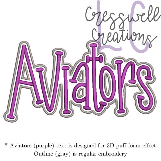 Aviators 3D Puff  Machine Embroidery Design