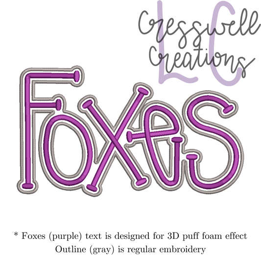 Foxes 3D Puff  Machine Embroidery Design