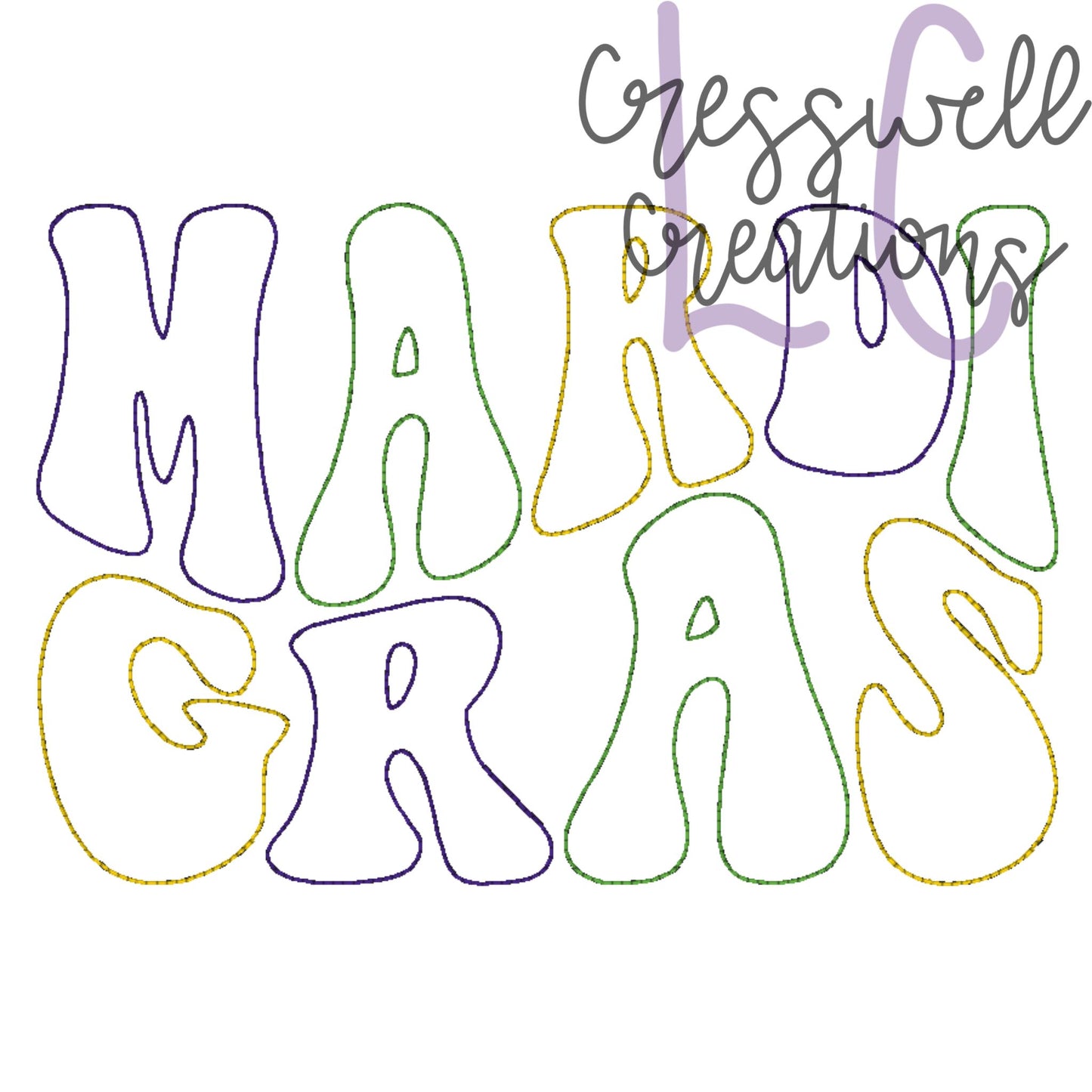 Mardi Gras Bean Stitch Applique Machine Embroidery Design