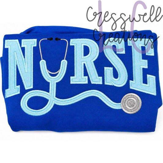Nurse with Stethoscope Satin Stitch Applique