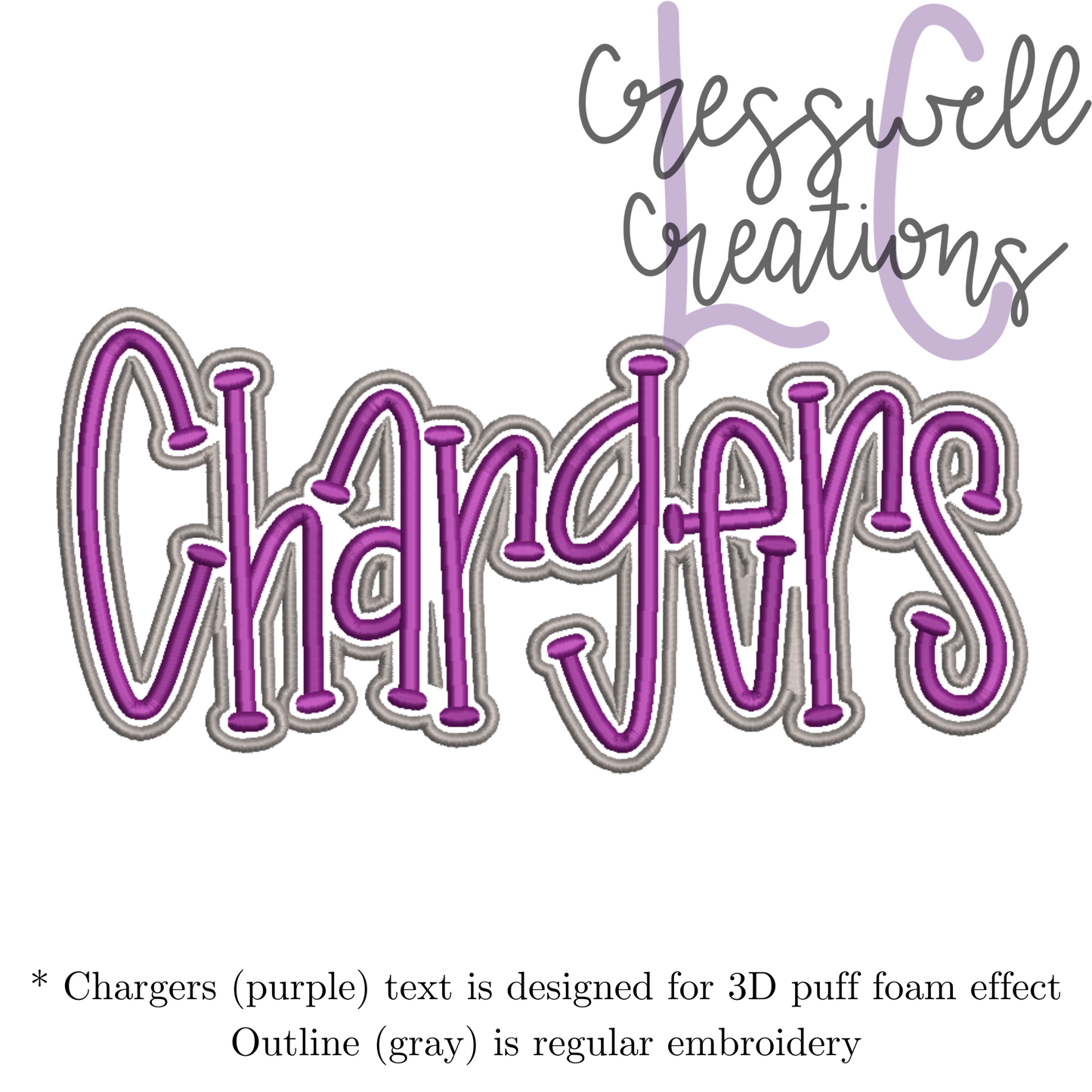 Chargers 3D Puff  Machine Embroidery Design