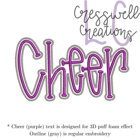 Cheer 3D Puff  Machine Embroidery Design