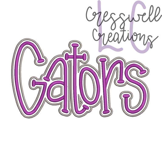 Gators with Outline Machine Embroidery Design