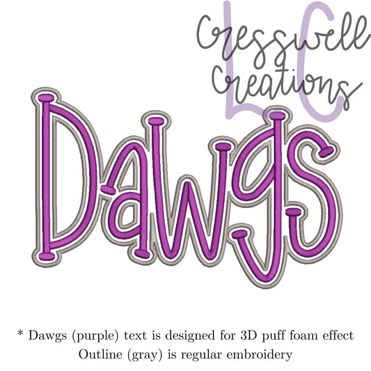 Dawgs 3D Puff  Machine Embroidery Design
