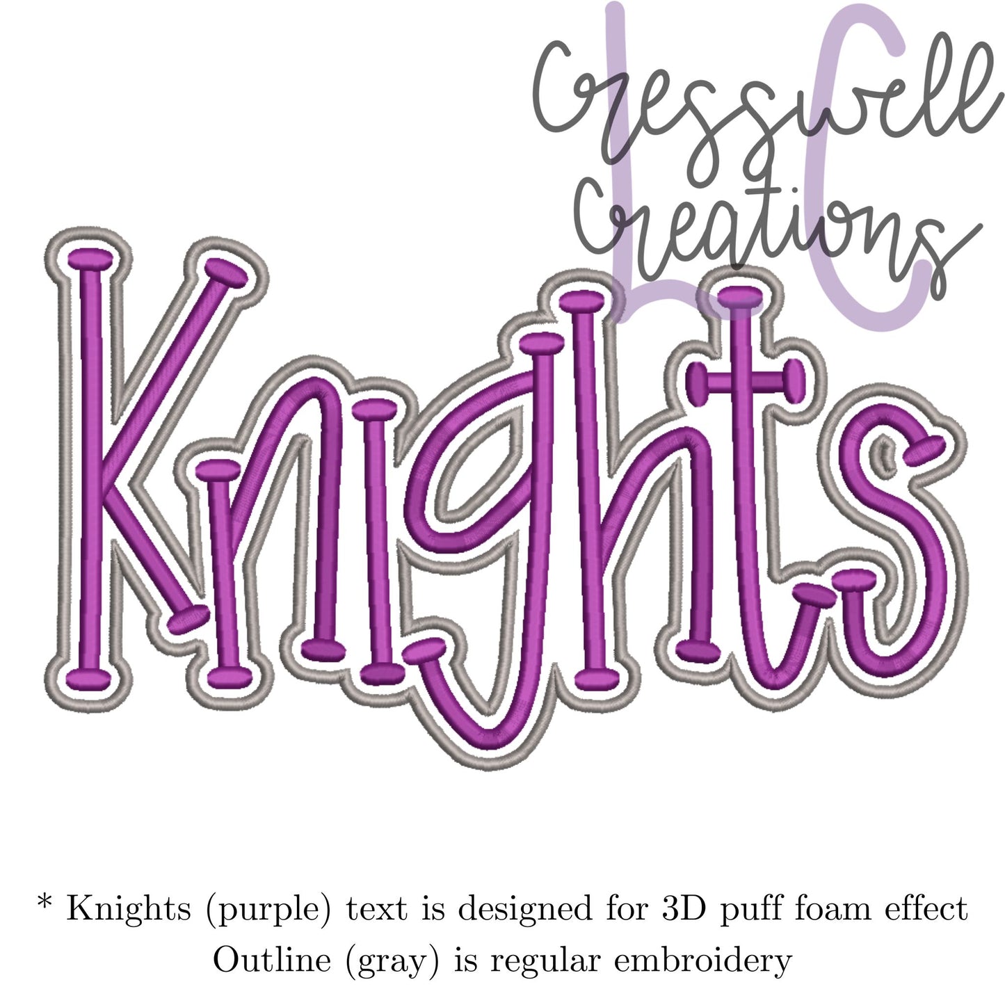 Knights 3D Puff  Machine Embroidery Design