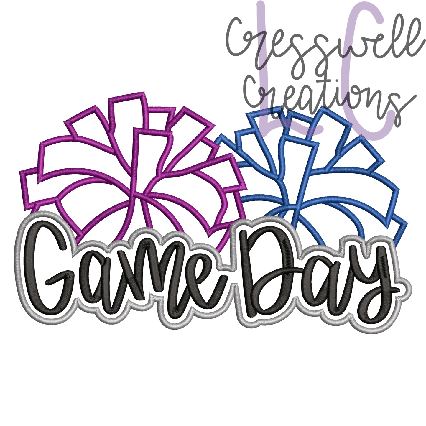 Pom Pom Game Day Applique Embroidery Design