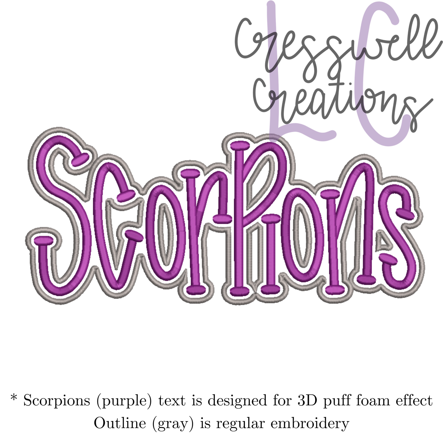 Scorpions 3D Puff  Machine Embroidery Design