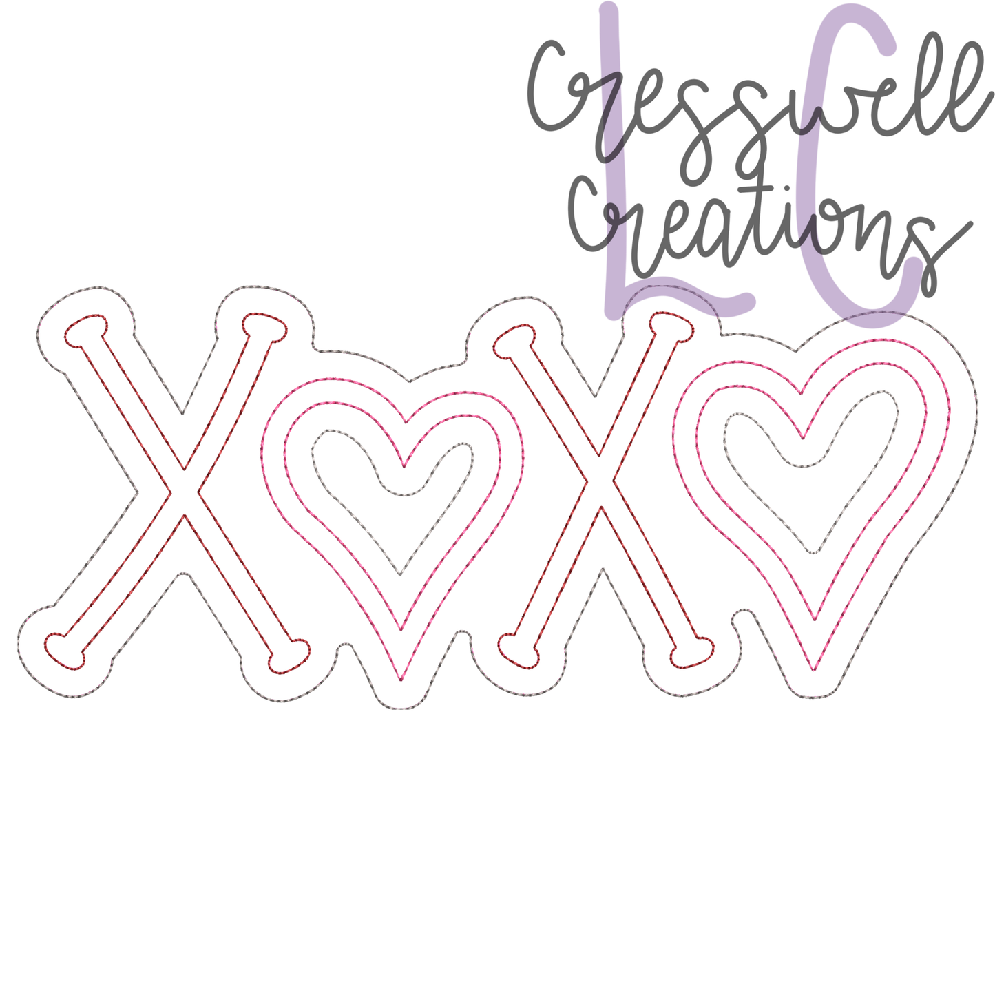 XOXO Bean Stitch Double Applique