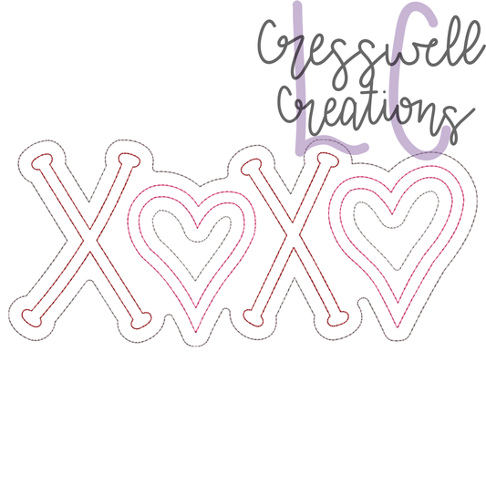 XOXO Bean Stitch Double Applique