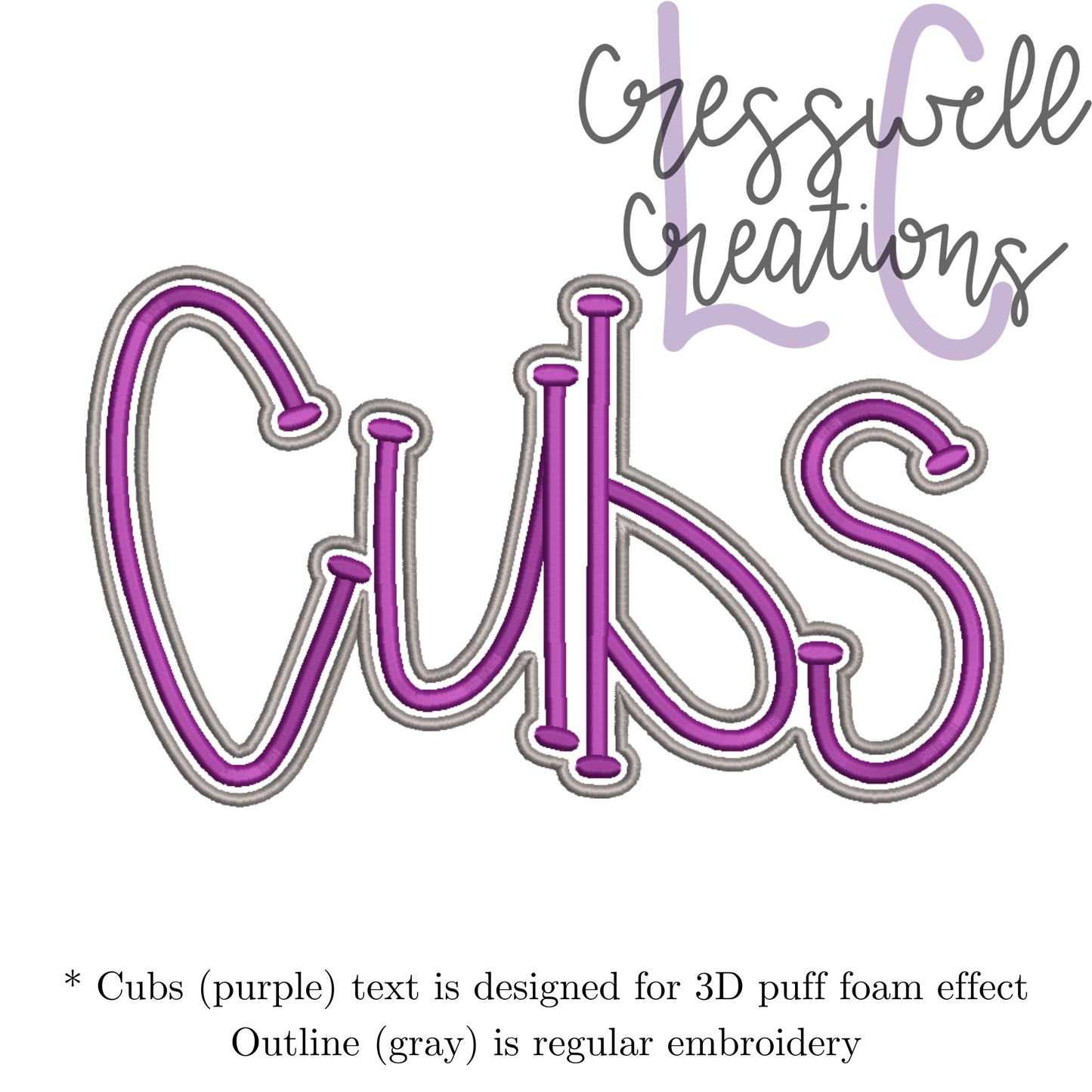 Cubs 3D Puff  Machine Embroidery Design