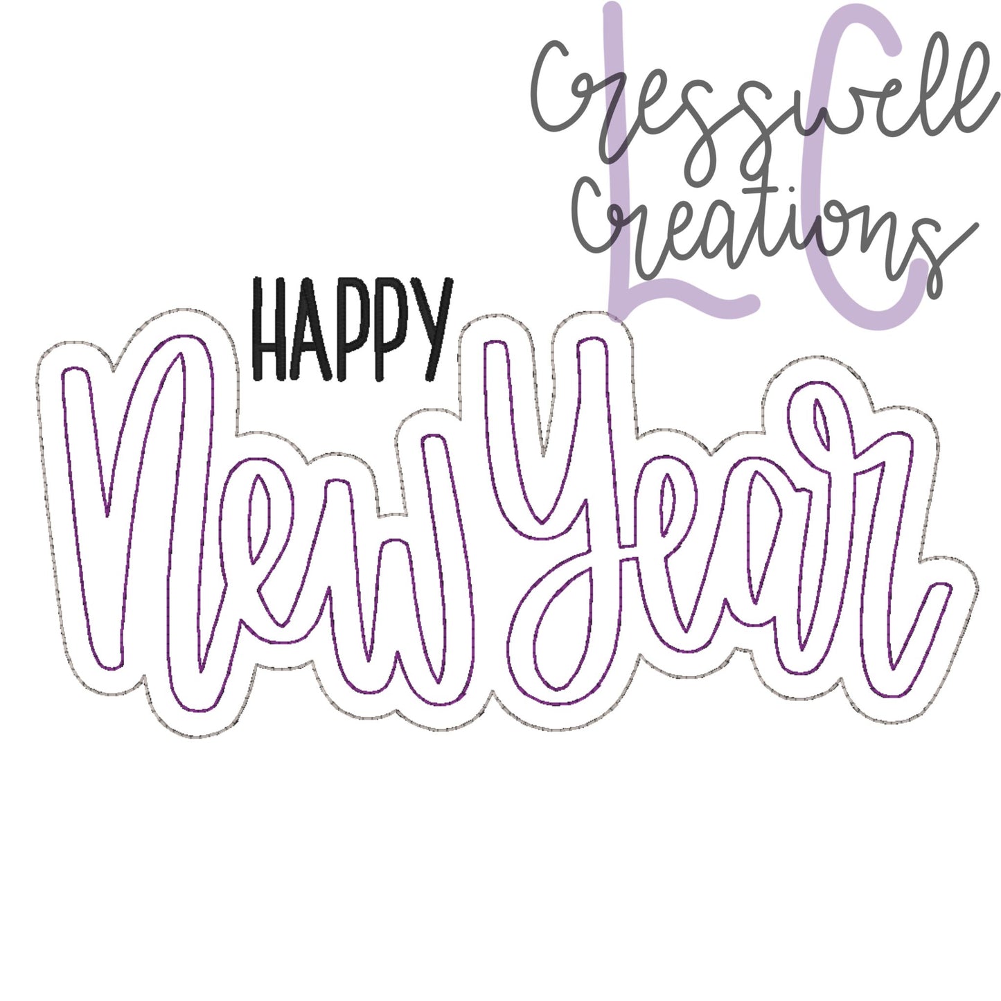 Happy New Year Bean Stitch Double Applique Machine Embroidery Design