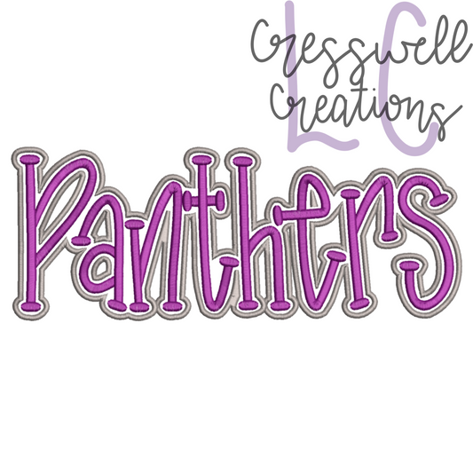 Panthers with Outline Machine Embroidery Design