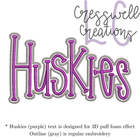 Huskies3D Puff  Machine Embroidery Design