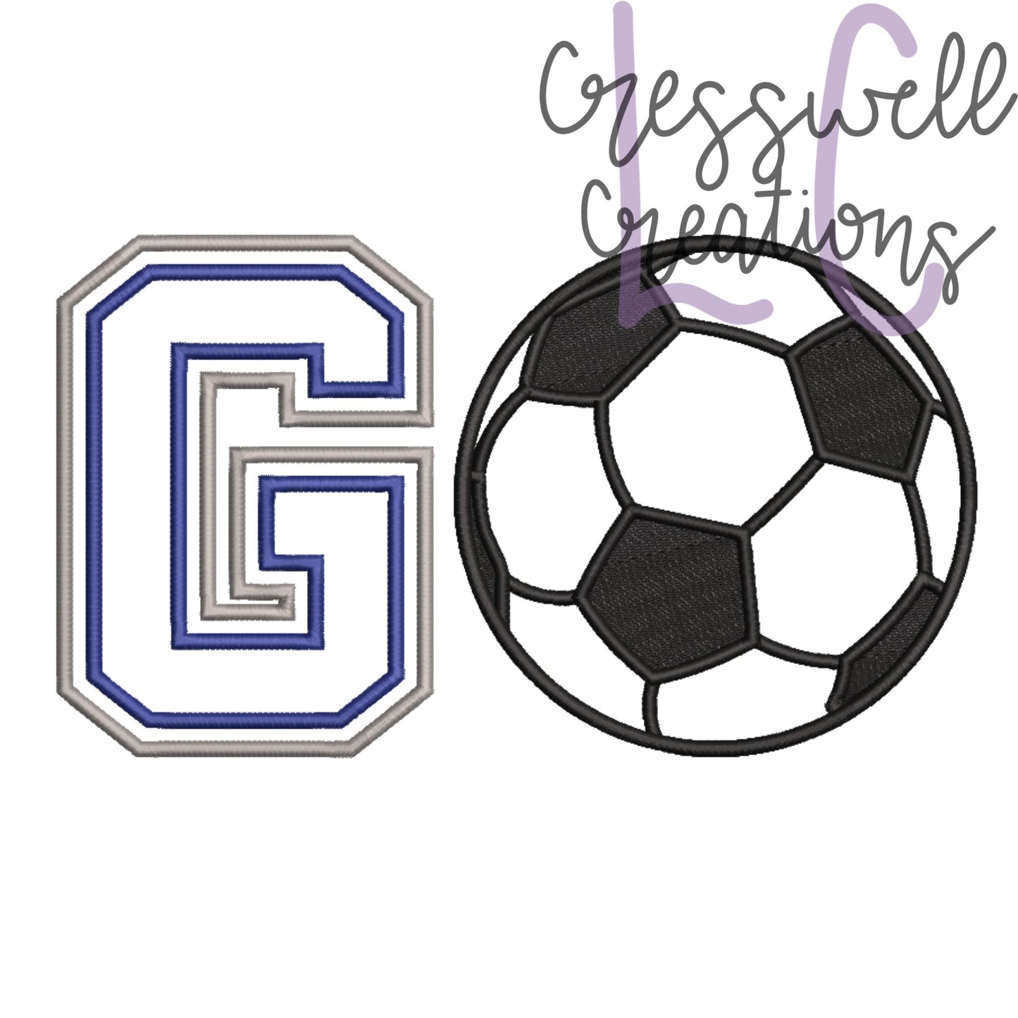 GO Soccer Applique Machine Embroidery Design