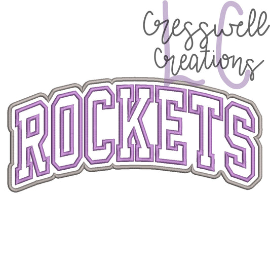Rockets Varsity Style Satin Stitch Double Applique