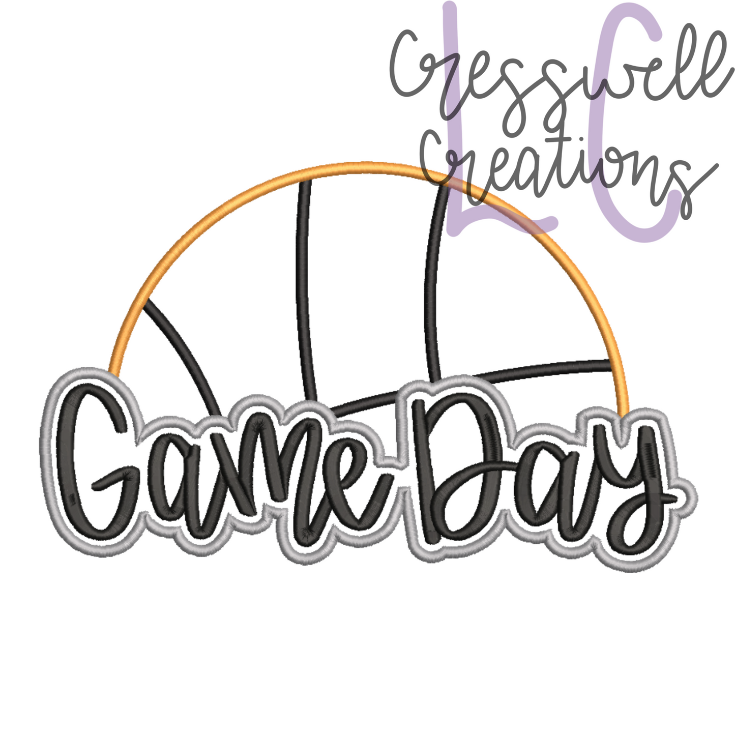 Game Day Basketball Applique Embroidery Design