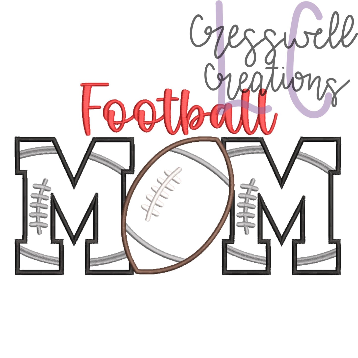 Football Mom Applique Machine Embroidery Design // Includes Design for Sleeves