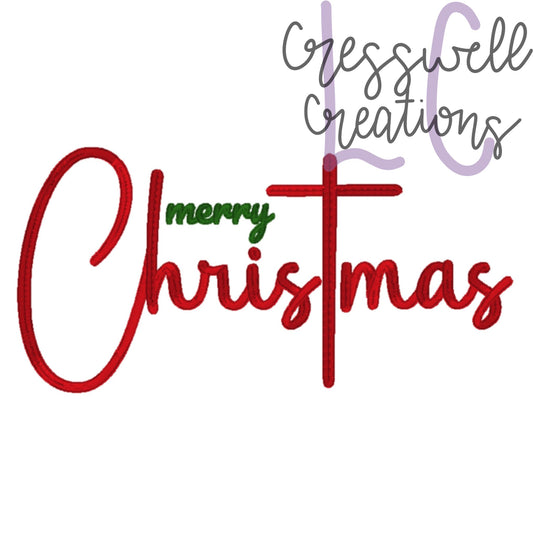 Merry Christmas Satin Machine Embroidery Design