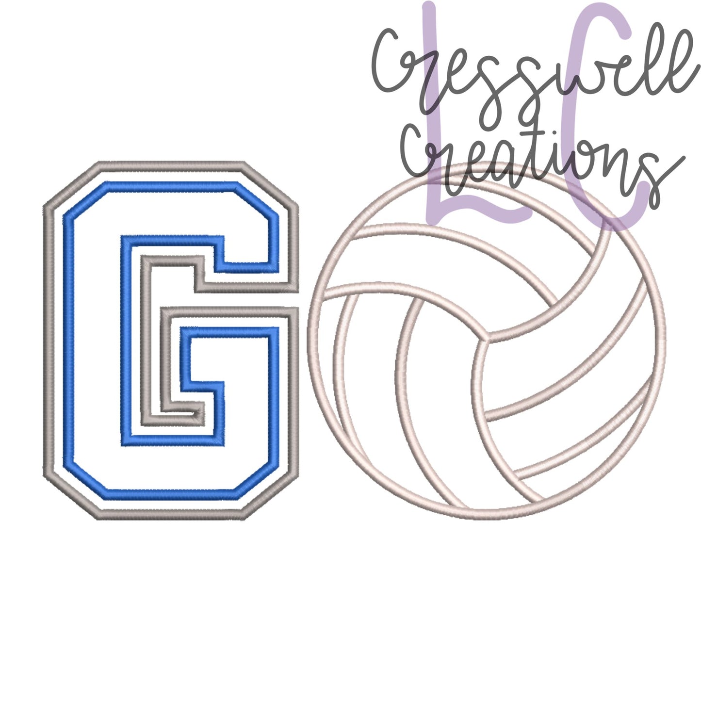 GO Volleyball Applique Machine Embroidery Design