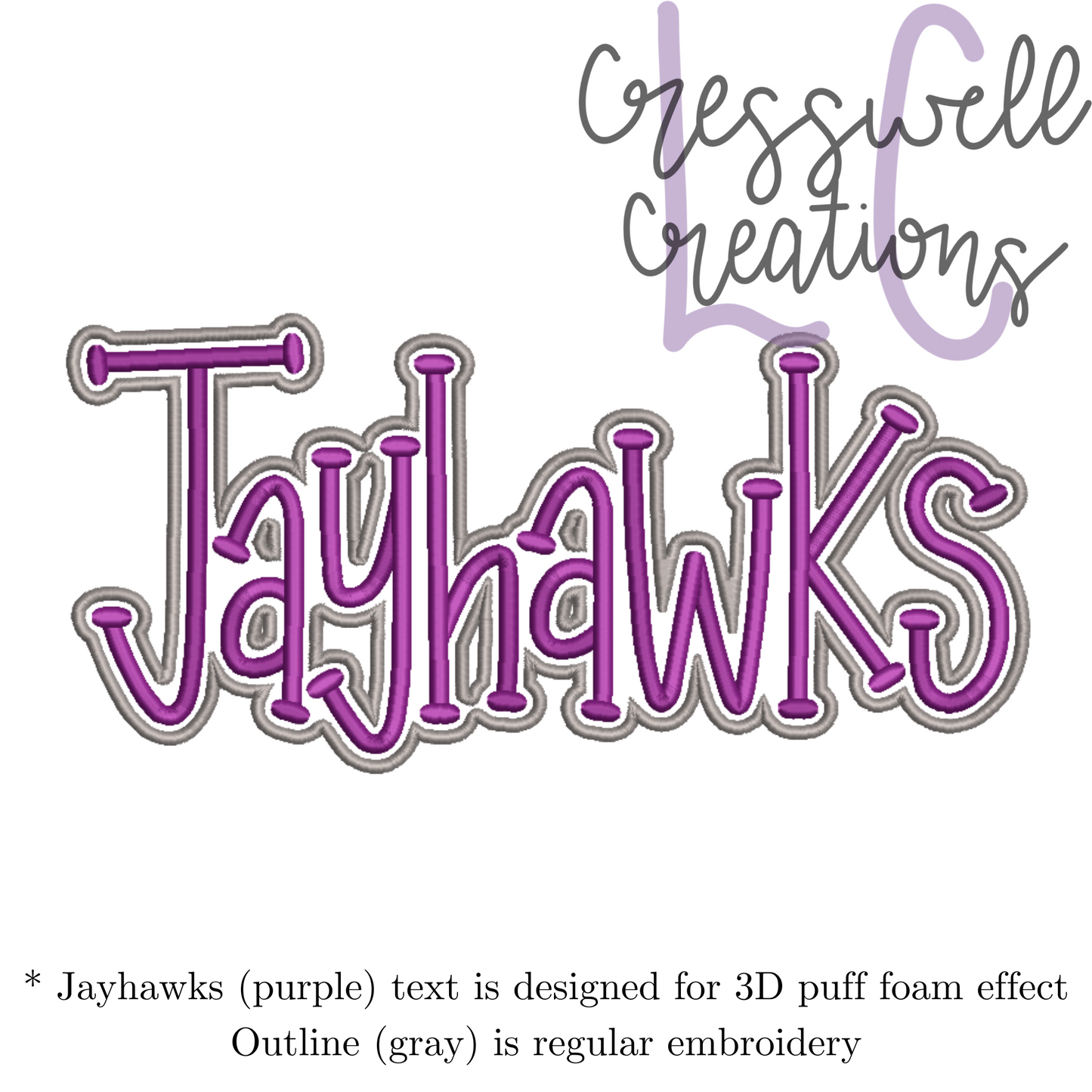 Jayhawks 3D Puff  Machine Embroidery Design