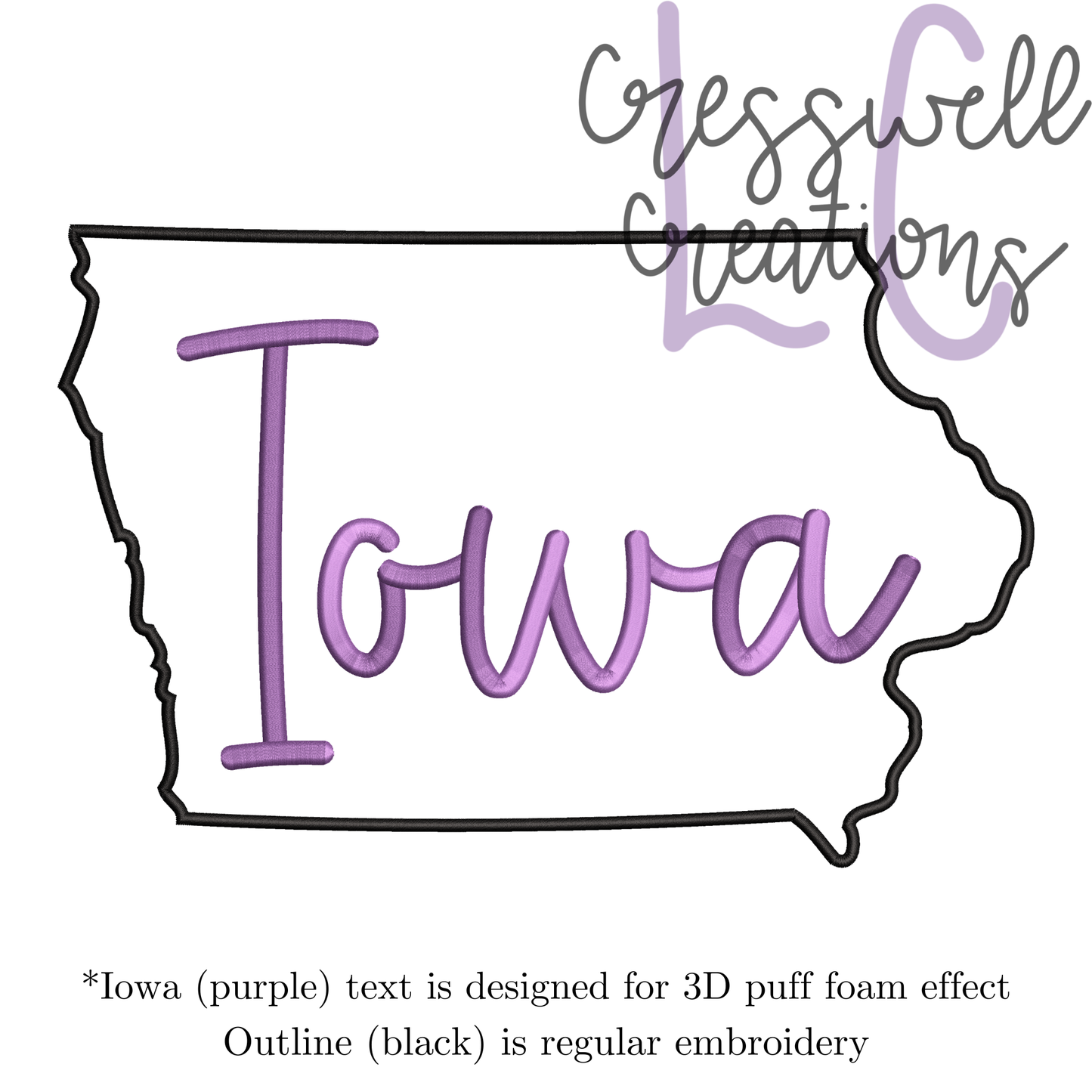Iowa State 3D Puff  Machine Embroidery Design