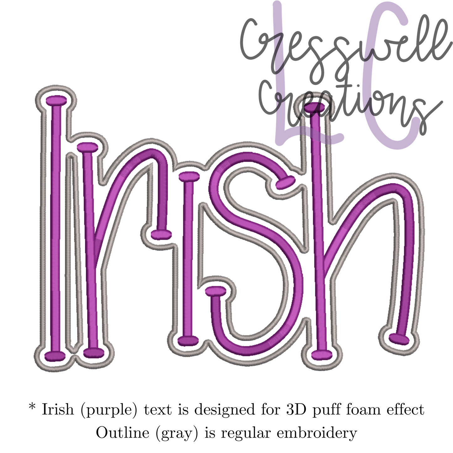 Irish 3D Puff  Machine Embroidery Design