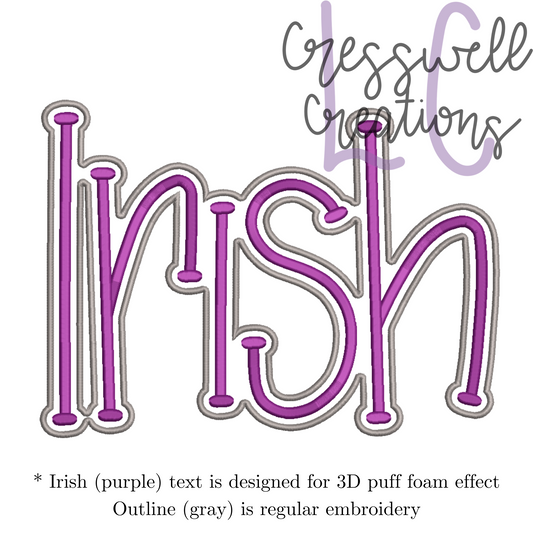 Irish 3D Puff  Machine Embroidery Design