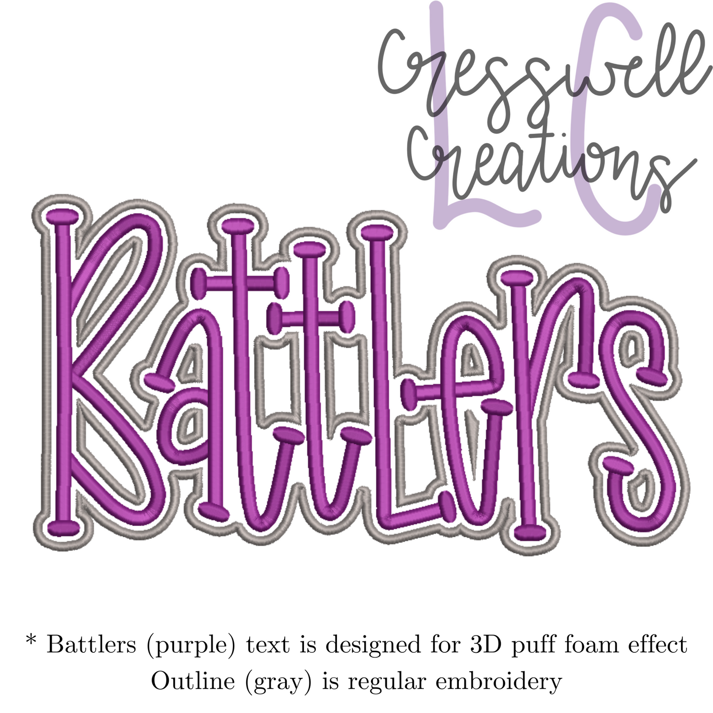 Battlers 3D Puff  Machine Embroidery Design