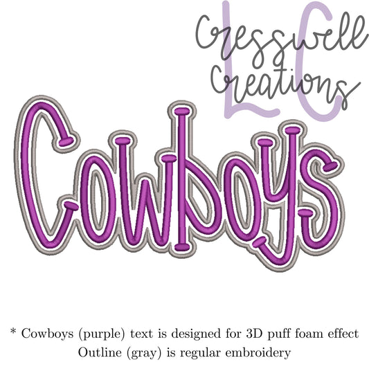 Cowboys 3D Puff  Machine Embroidery Design