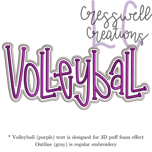 Volleyball 3D Puff  Machine Embroidery Design
