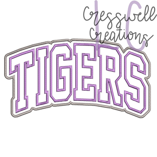 Tigers Varsity Satin Stitch Double Applique