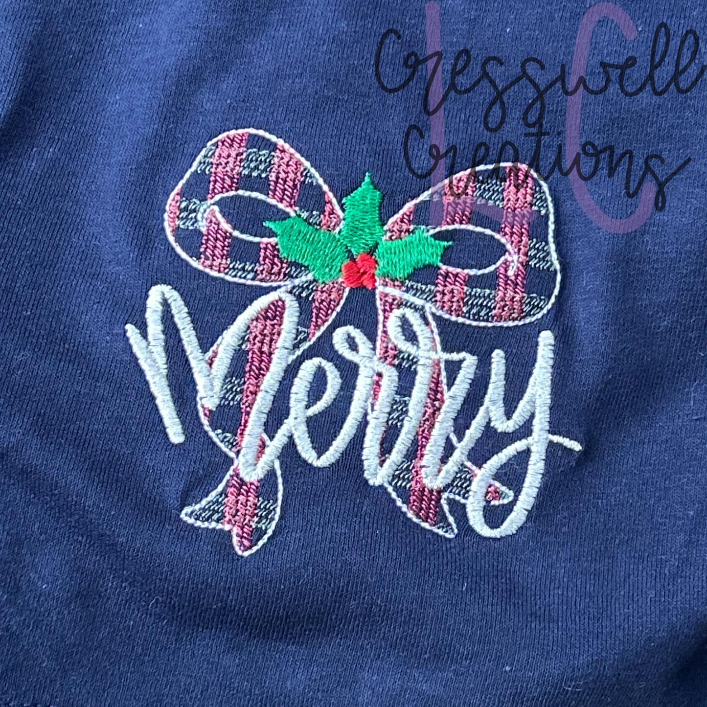 Merry Plaid Bow Machine Embroidery Design