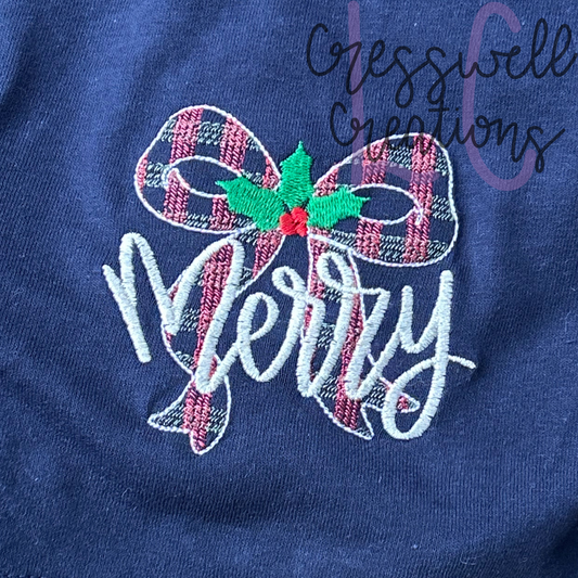 Merry Plaid Bow Machine Embroidery Design