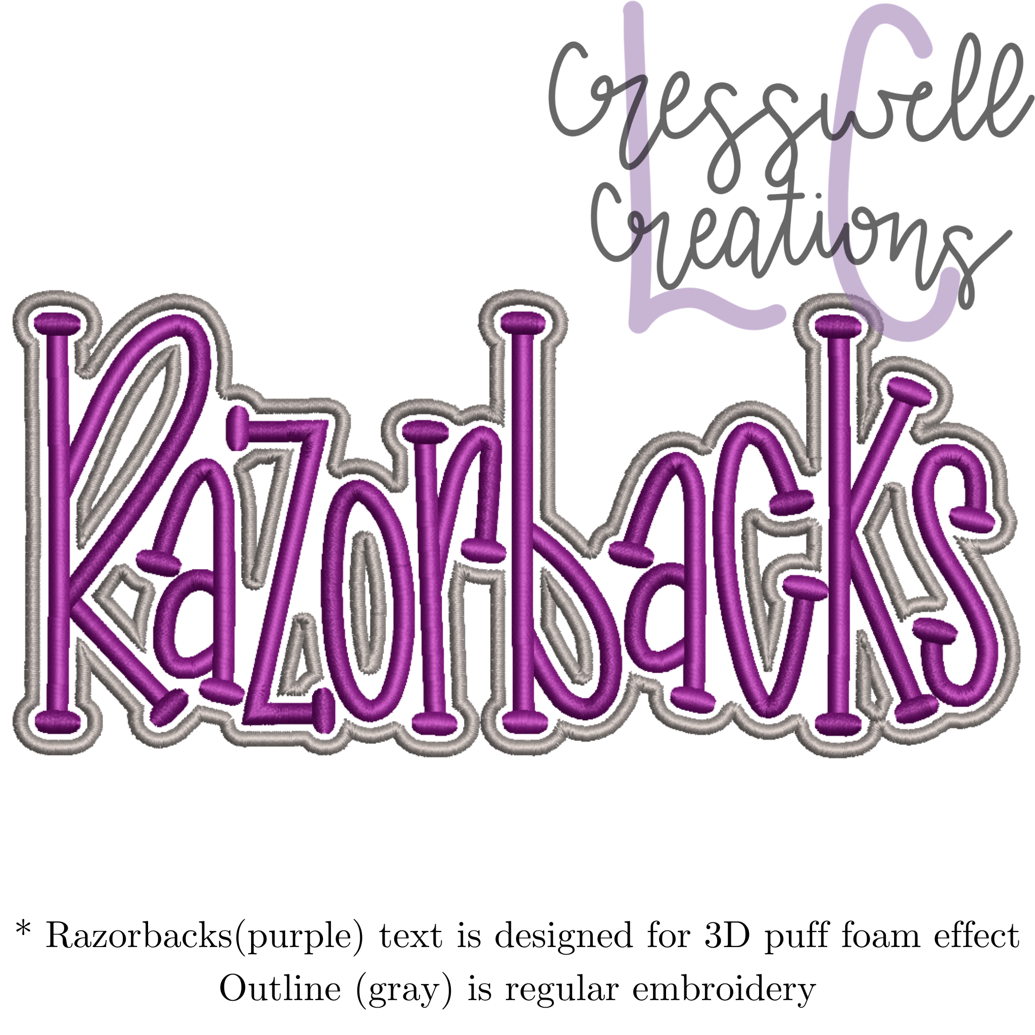 Machine Embroidery Razorback Razorbacks 3D Puff Machine Embroidery Design – Cresswell Creations