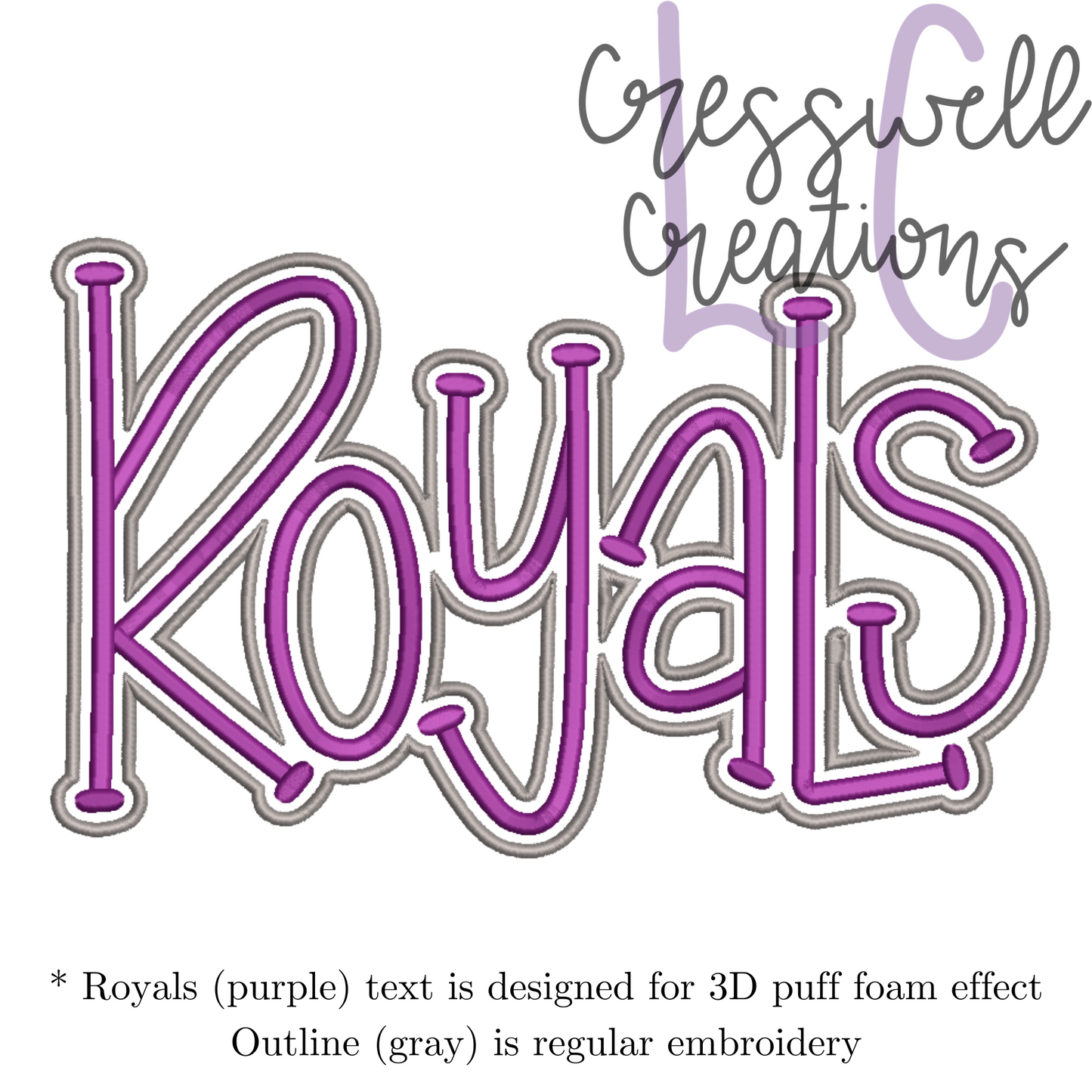 Royals 3D Puff  Machine Embroidery Design