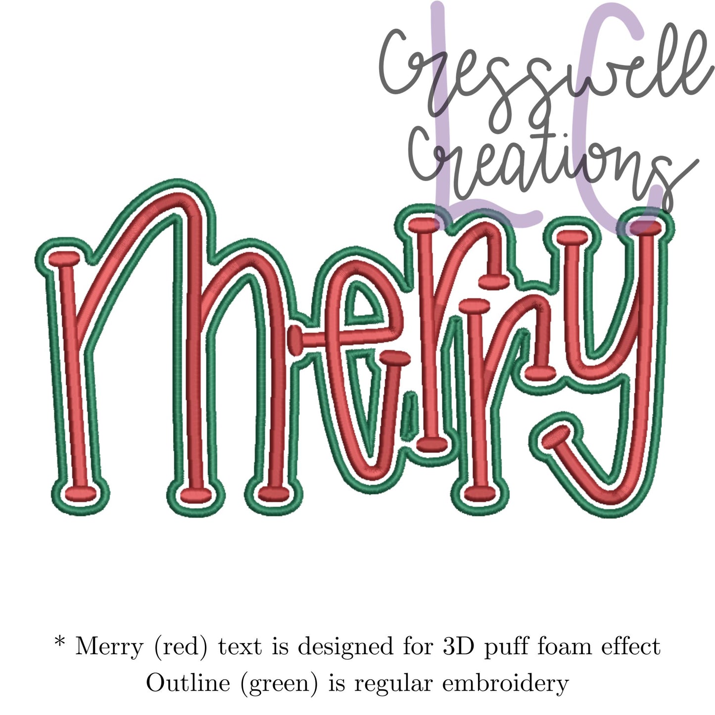 Merry 3D Puff  Machine Embroidery Design