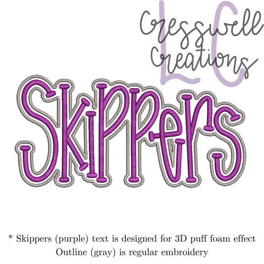 Skippers 3D Puff  Machine Embroidery Design