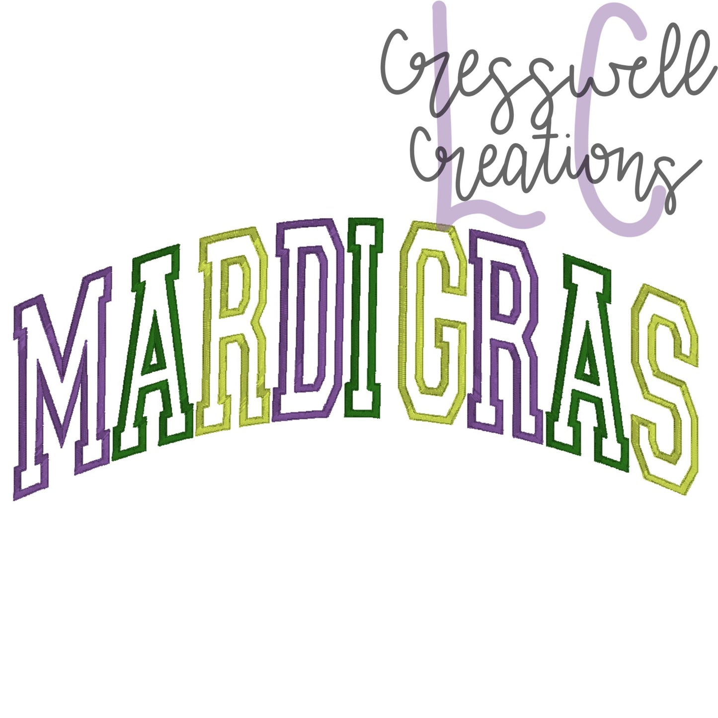 Mardi Gras Curved Machine Embroidery Design