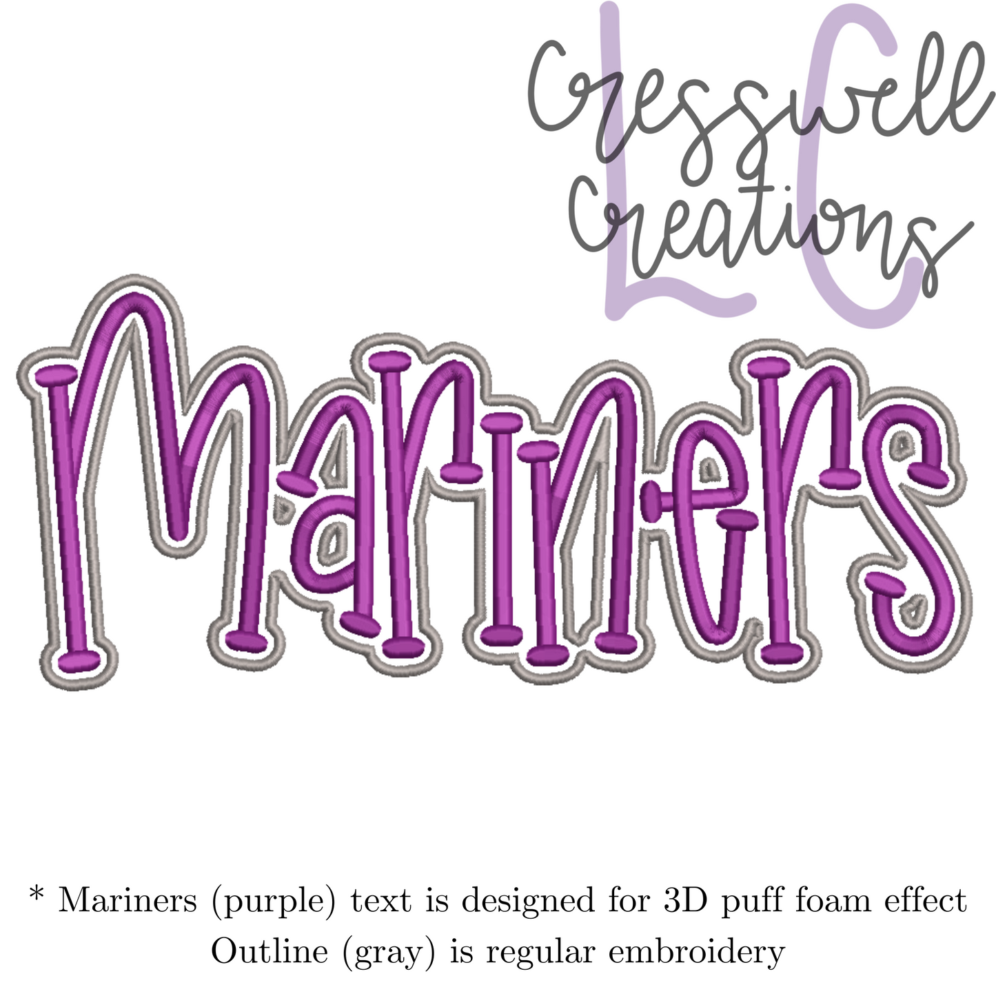 Mariners 3D Puff  Machine Embroidery Design