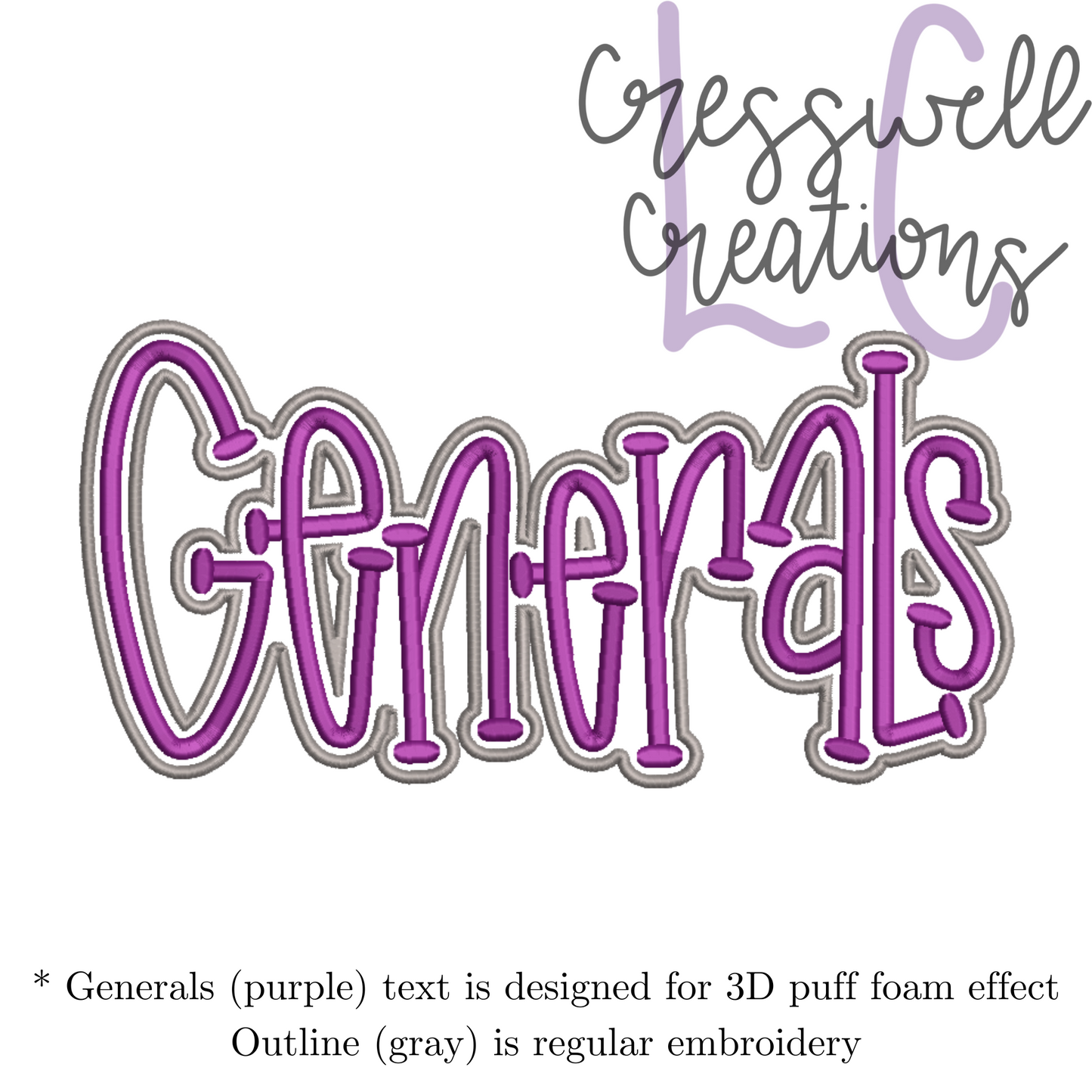 Generals 3D Puff  Machine Embroidery Design