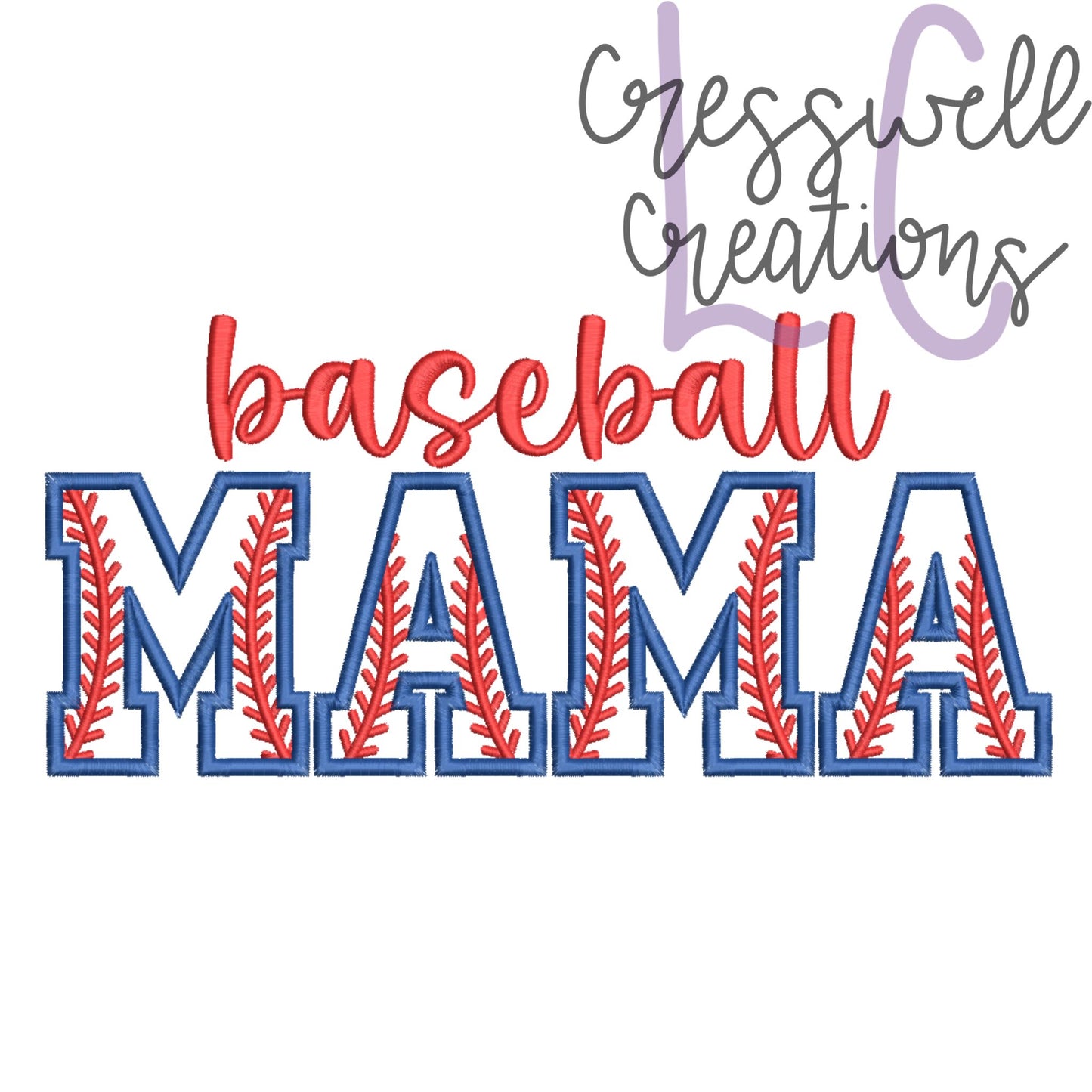 Baseball Mama Applique Machine Embroidery Design // Includes Laces Design for Sleeves