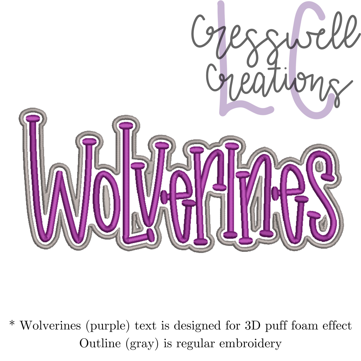 Wolverines 3D Puff  Machine Embroidery Design