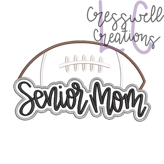 Senior Mom Football Applique Machine Embroidery Design